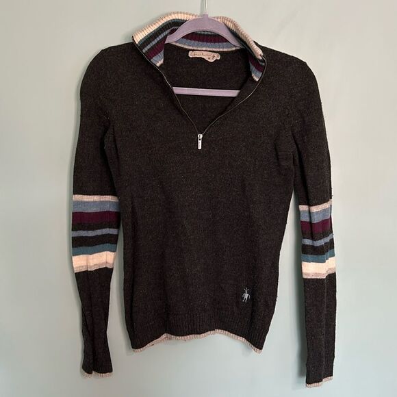 Smartwool Striped Quarter Zip Sweater - Picture 1 of 7